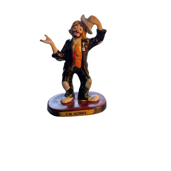 Vintage Flambro Emmett Kelly Jr. "Im Sorry" Clown Figurine Hand-Painted Porcelai - Picture 1 of 5